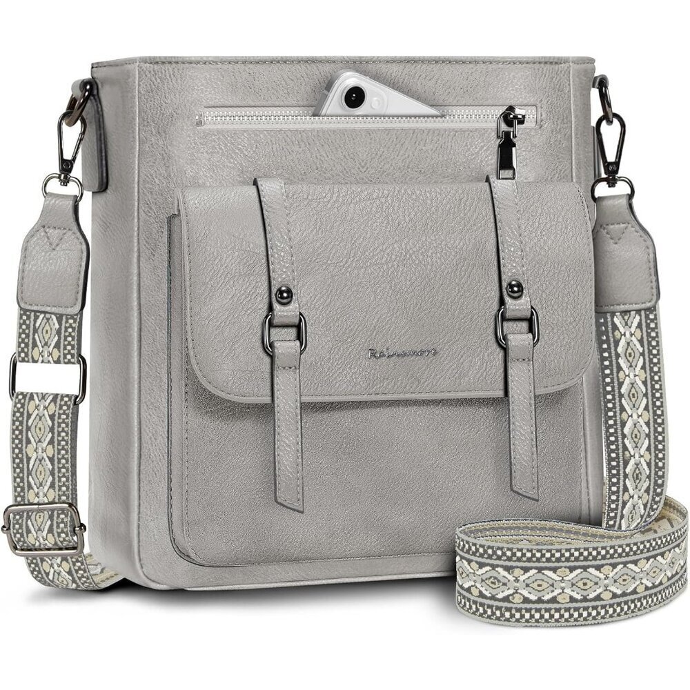 Women’s Grey Leather Waterproof Travel Crossbody and Shoulder Bags